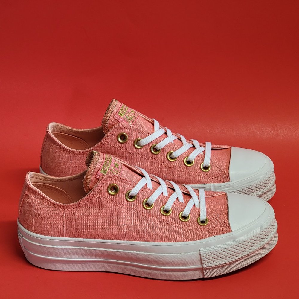 Converse Women's CTAS Ox Lift Platform 560675C  Pink/Driftwood/White - Picture 2 of 12